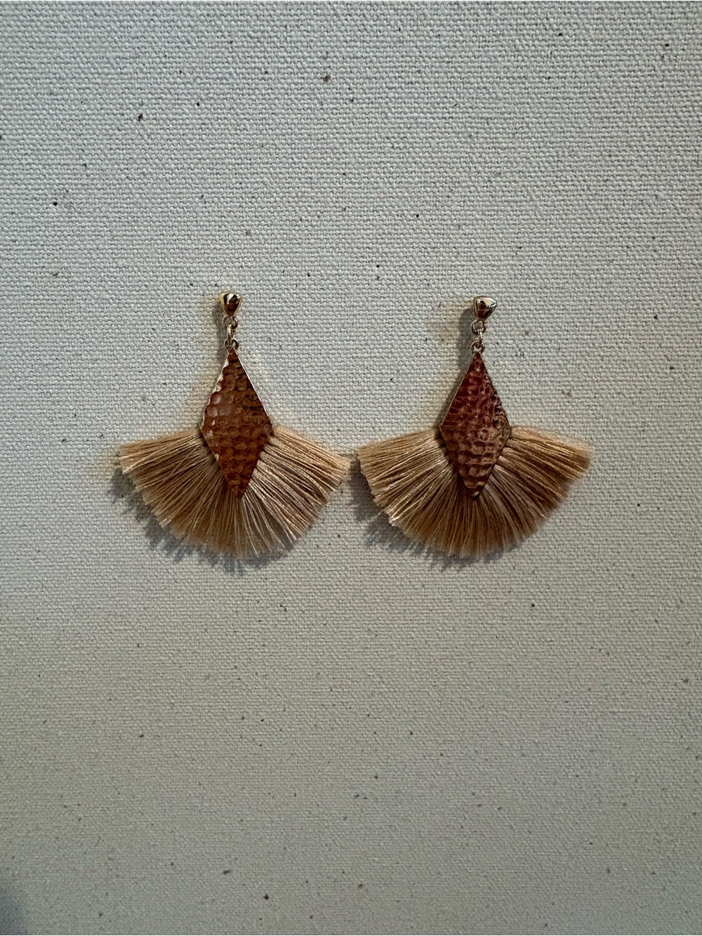 Buckle Beige Fringe Fan Drop Earrings